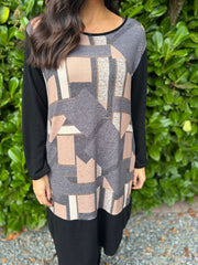 Black Abstract Pattern Dress Clara
