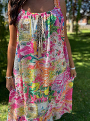 Pink Tropical Tassel Dress Seren