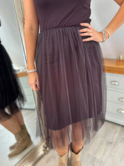 Chocolate Half Mesh Slip Olivia