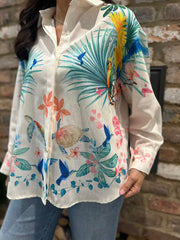 Cream Tropical Print Shirt Aubree