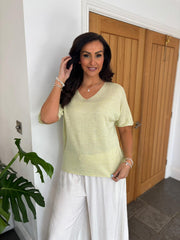 Lemon V Neck Shimmer Knit Cassie