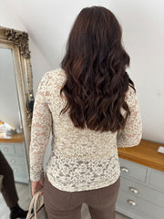 Stone Floral Lace Net Top Isabella