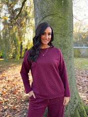 Wine Diamante Sweat Top Nina