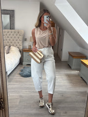 White Barrel Leg Trousers