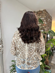Mocha Batwing Crochet Cardi Opal