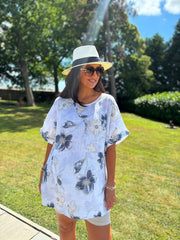 White Floral Pattern Top Hattie