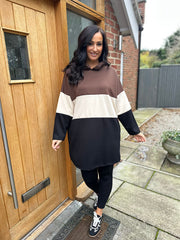 Chocolate Block Stripe Sweat Dress Eva