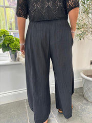 Black Wide Leg Pull on Silvia Trousers