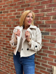 Stone Double-Breasted Short Coat