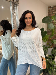 White Foil Hearts Knit Denise