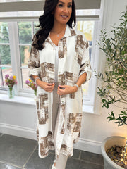 Chocolate Floral Aztec Shirt Dress  Gemma