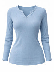 Blue Ribbed Long Sleeve Top Emma