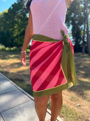 Green Striped Wrap Skirt