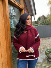 Wine Blanket Stitch Two Piece Knit Leanne