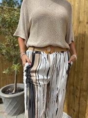 Black Brushed Stripe Trousers Sadie