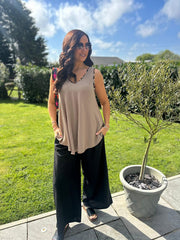 Mocha Leopard Trim Vest Eve