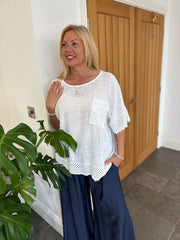 White Multi Hole Detail Top Terri