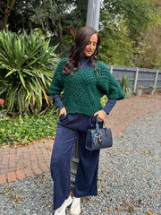 Forest Green Cosy Diamond Knit Sofia