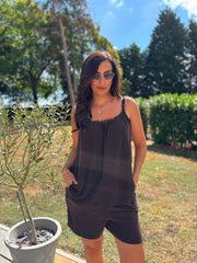 Chocolate Raw Edge Towelling Vest Natasha