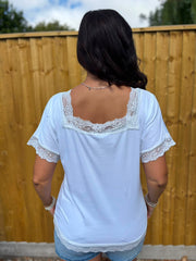 White Lace Trim Tee Carla