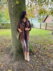 Chocolate Tie Waist Jacket Charlotte