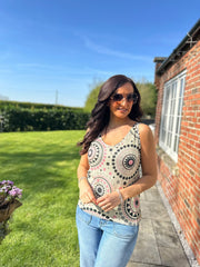 Pink Medallion Shimmer Vest Elaina