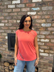 Coral Lace Detail Top Amanda