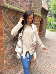 Stone Ribbed Drawstring Top Maisie
