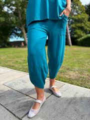 Teal Barrel Leg Joggers Clarice