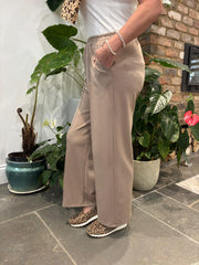 Mocha Seam Front Pull On Comfort Trousers