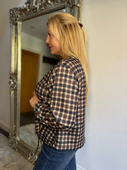 Black Checked Drawstring Top Miranda