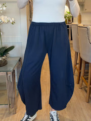 Navy Relaxed Barrel Leg Trouser