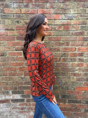 Rust Tartan Super Soft Round Neck