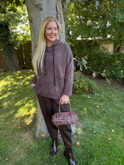 Chocolate Chenille Silver Fleck Hoodie Lisa