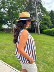 Chocolate Striped Sleeveless Top Tiana