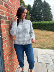 Grey Striped Zip Knit April