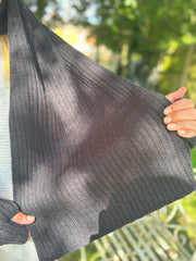 Black Ribbed Three Piece Scarf Set