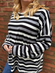 Black Stripe Long Sleeve Top Yasmin