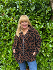Chocolate Leopard Fleece Jacket Jessica