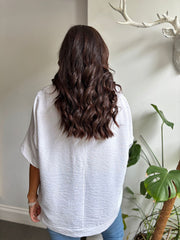 White Metaillic Flower Print Top Lila