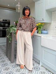 Stone Wide Leg Pocket Trousers Claudia