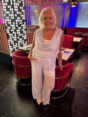 Blue Embellished Cowl Neck Top Danica