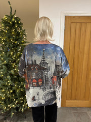 Denim Snow Scene Shimmer Top Robyn