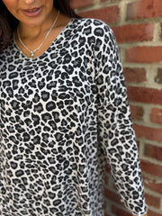 Stone Leopard Fine Knit Top Bella