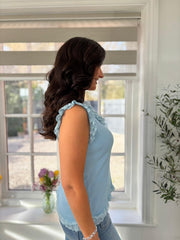 Blue Ruffle Lace Vest Lola