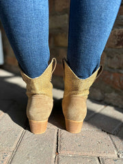 Mocha Weaved Panel Western Boots