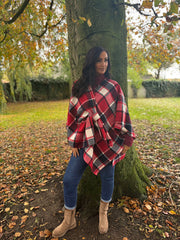 Red Check Tie Shawl Roxie