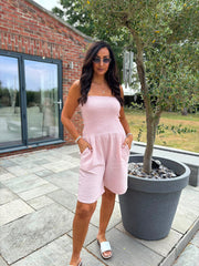 Rose Bubble Cotton Bandeau Playsuit