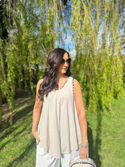 Stone Leopard Trim Vest Eve