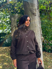 Chocolate High Neck Jacket Mila